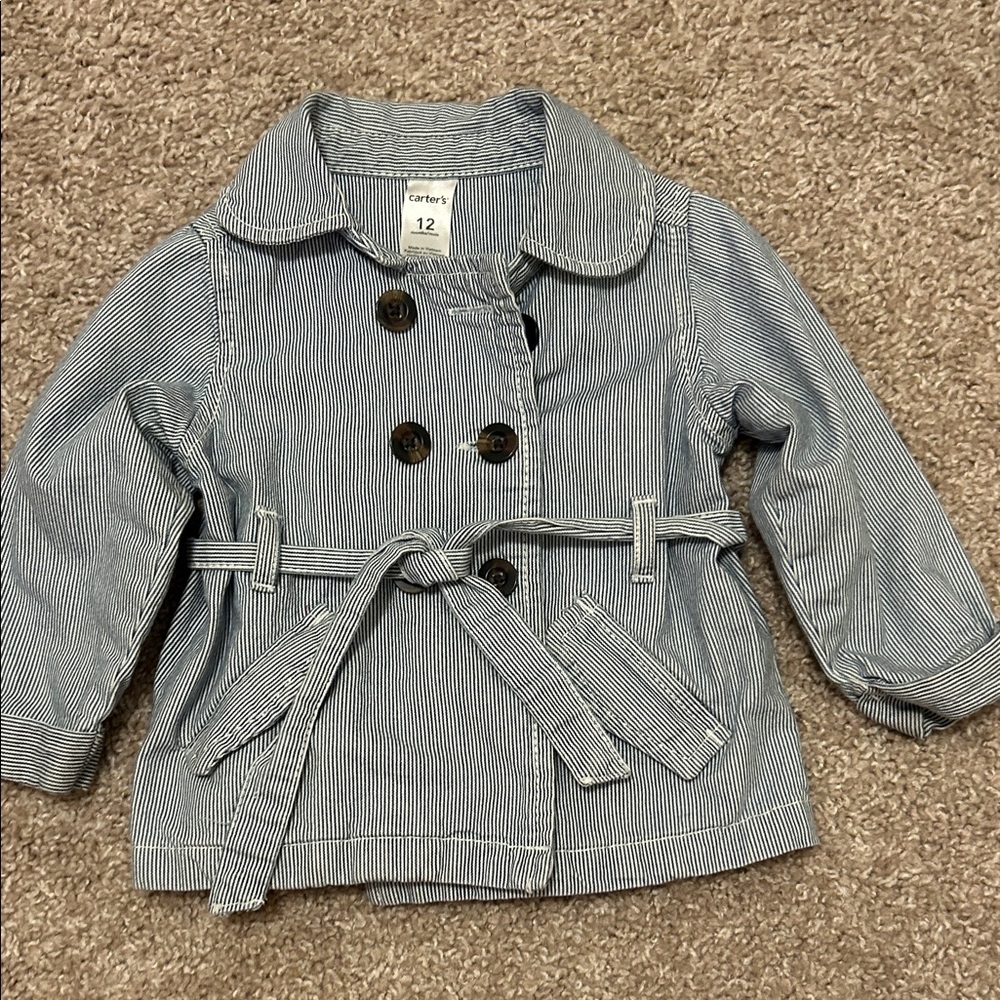 Carter's Navy Striped Pea Coat for Kids